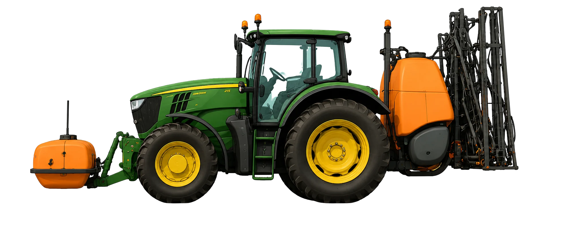 Depósito de apoyo delantero equilibrando el peso del tractor